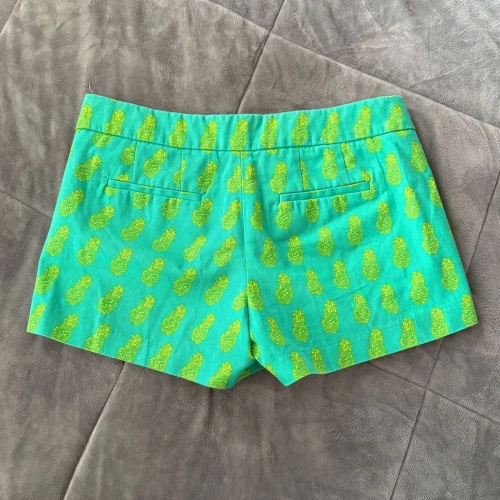 J. Crew Turquoise Pineapple Print High Waist Shorts Size 0